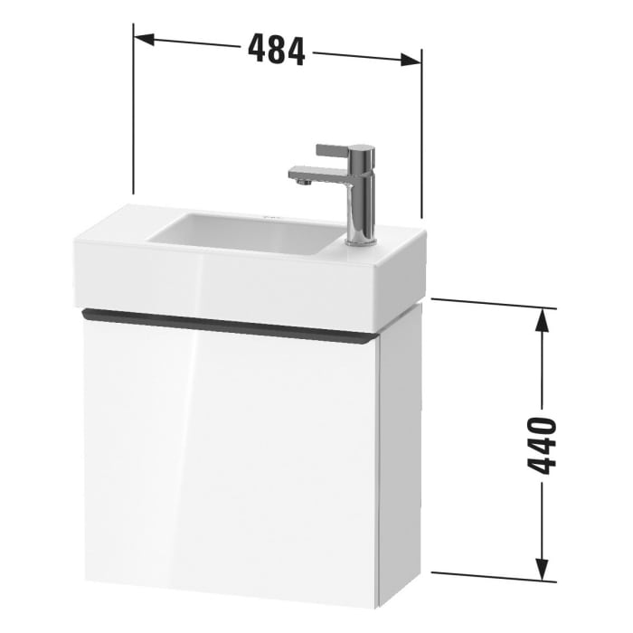 Duravit D-Neo Waschtischunterbau 48,4 x 44 cm, 1 Tür links, Griff bronze gebürstet