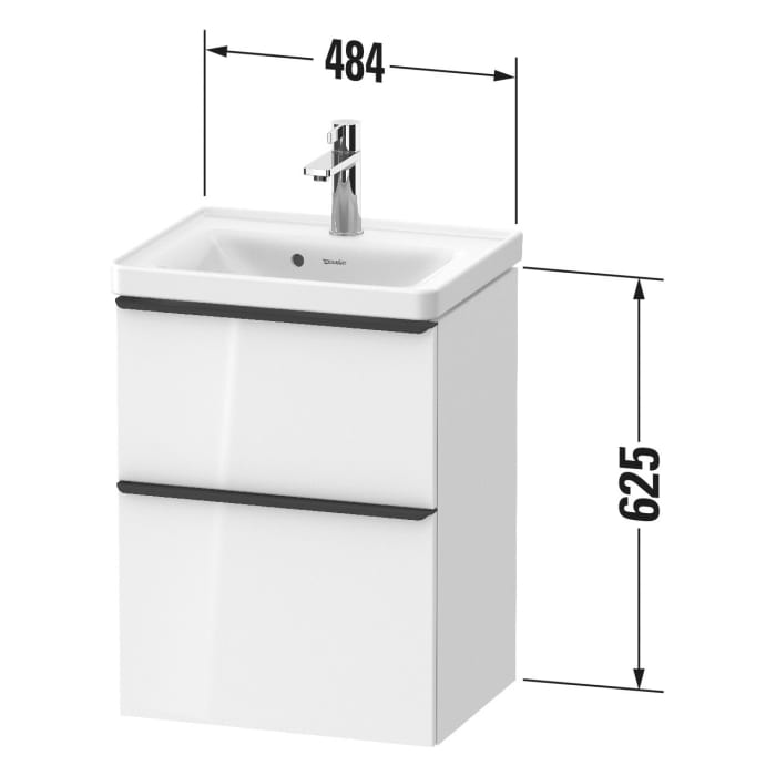 Duravit D-Neo Waschtischunterbau 48,4 x 62,5 cm, 2 Auszüge, Griff gold poliert
