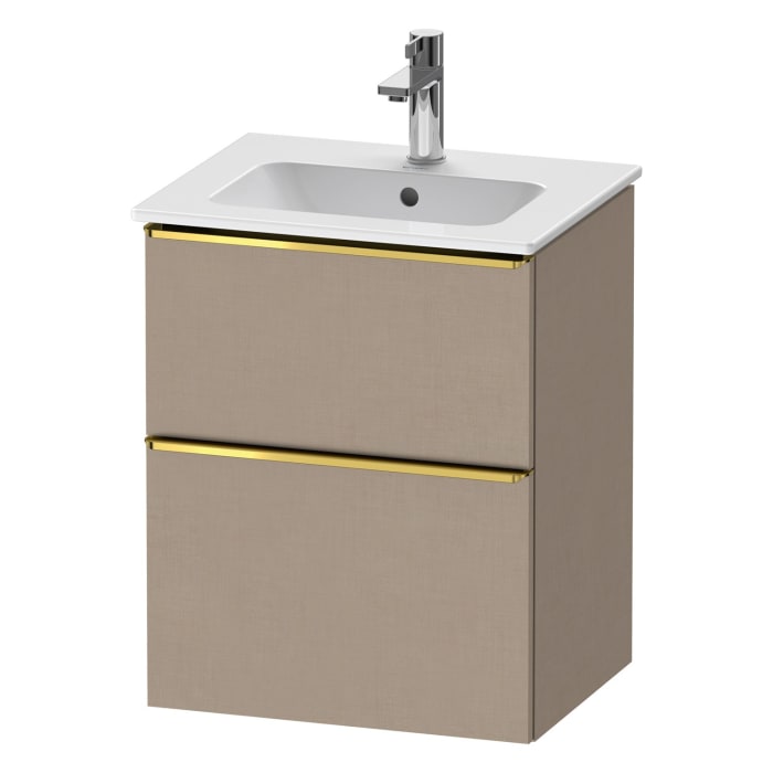 Duravit D-Neo Waschtischunterbau 51 x 62,5 cm, 2 Auszüge, Griff gold poliert