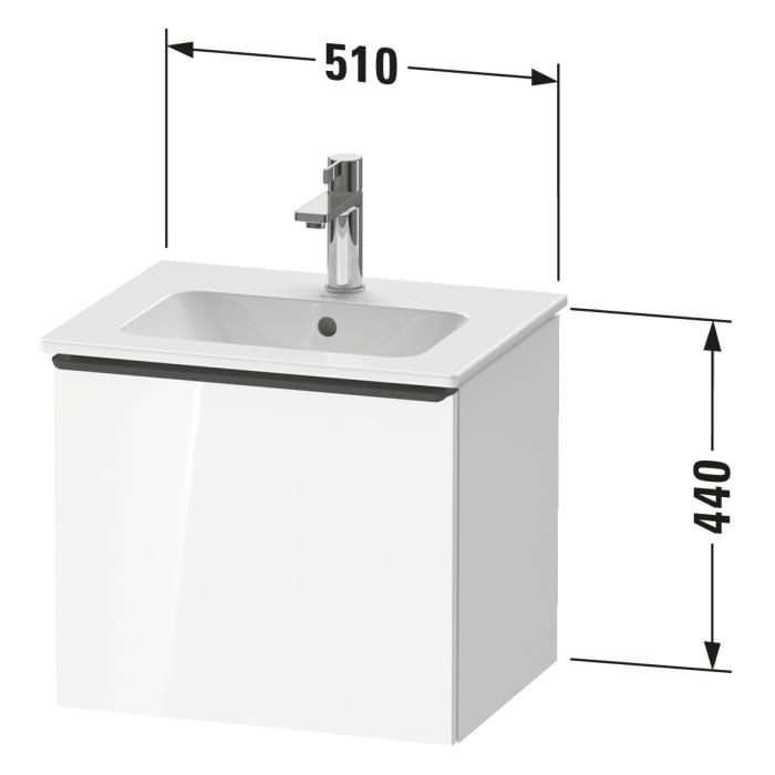 Duravit D-Neo Waschtischunterbau 51 x 44 cm, 1 Auszug, Griff chrom