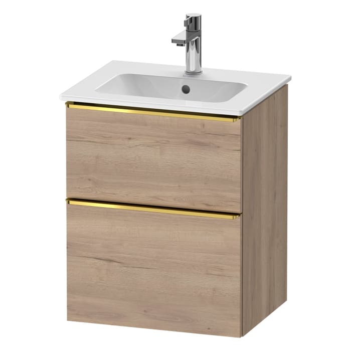 Duravit D-Neo Waschtischunterbau 51 x 62,5 cm, 2 Auszüge, Griff gold poliert