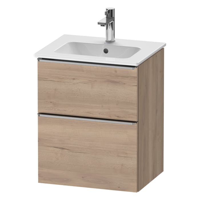 Duravit D-Neo Waschtischunterbau 51 x 62,5 cm, 2 Auszüge, Griff edelstahl gebürstet