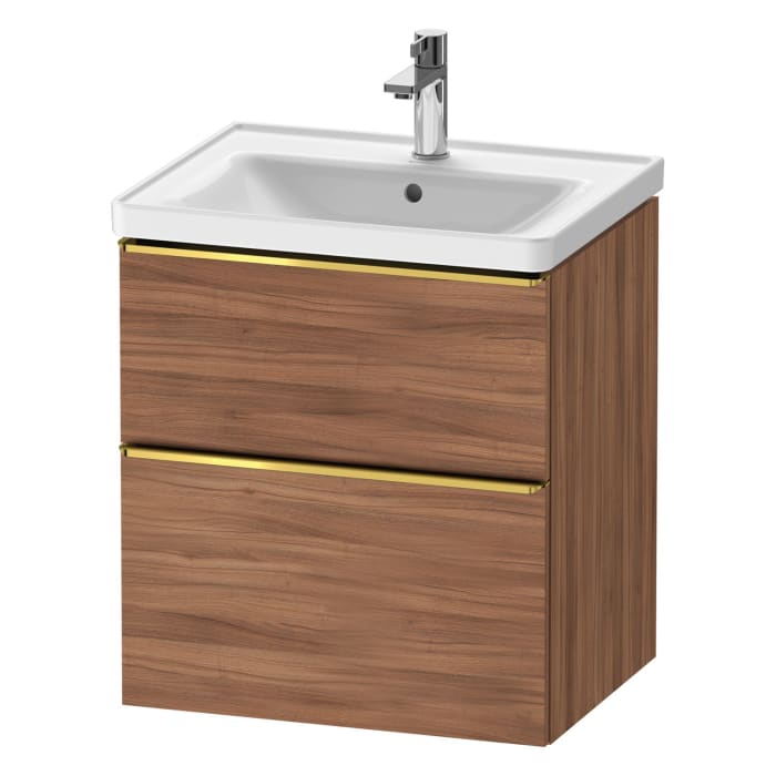 Duravit D-Neo Waschtischunterbau 58,4 x 62,5 cm, 2 Auszüge, Griff gold poliert