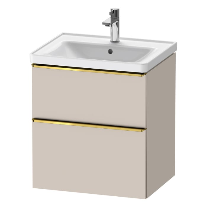 Duravit D-Neo Waschtischunterbau 58,4 x 62,5 cm, 2 Auszüge, Griff gold poliert
