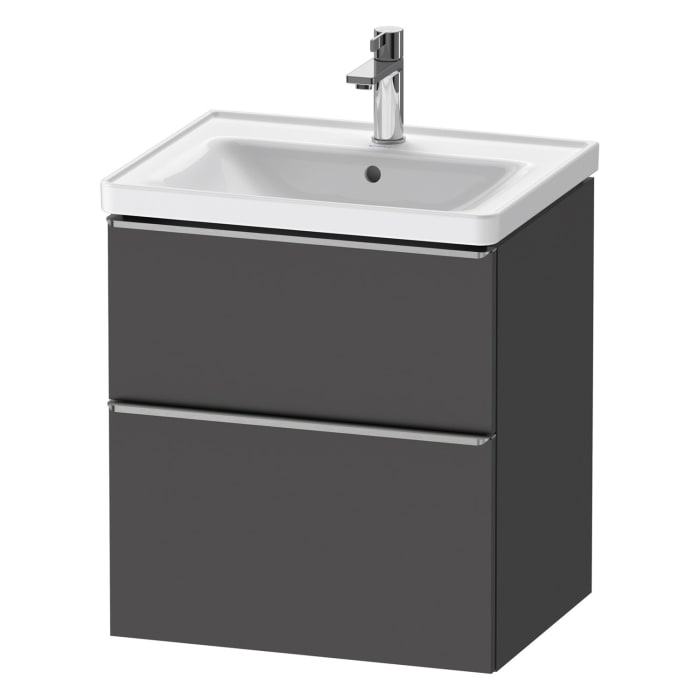 Duravit D-Neo Waschtischunterbau 58,4 x 62,5 cm, 2 Auszüge, Griff edelstahl gebürstet