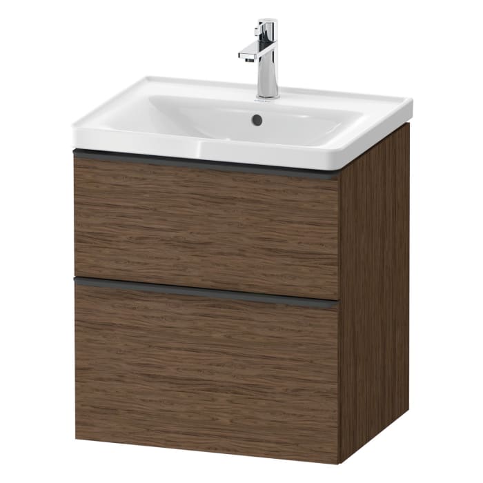Duravit D-Neo Waschtischunterbau 58,4 x 62,5 cm, 2 Auszüge, Griff diamantschwarz