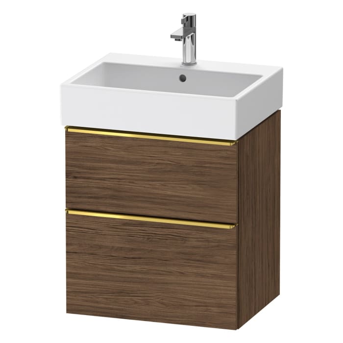 Duravit D-Neo Waschtischunterbau 58,4 x 62,5 cm, 2 Auszüge, Griff gold poliert