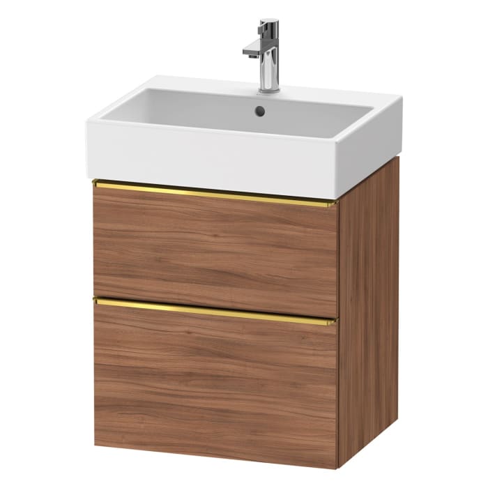 Duravit D-Neo Waschtischunterbau 58,4 x 62,5 cm, 2 Auszüge, Griff gold poliert