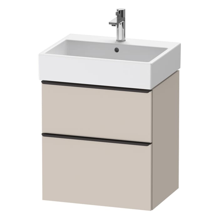Duravit D-Neo Waschtischunterbau 58,4 x 62,5 cm, 2 Auszüge, Griff diamantschwarz