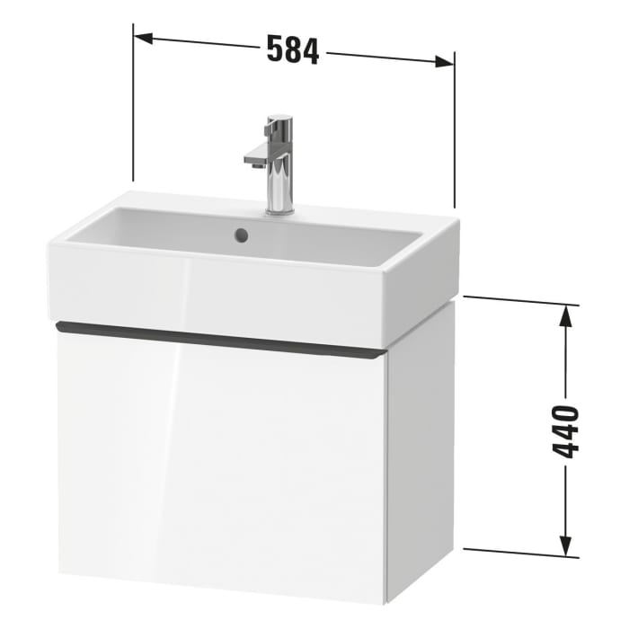 Duravit D-Neo Waschtischunterbau Compact 58,4 x 44 cm, 1 Auszug, Griff edelstahl gebürstet
