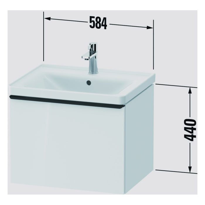 Duravit D-Neo Waschtischunterbau 58,4 x 44 cm, 1 Auszug, Griff gold poliert