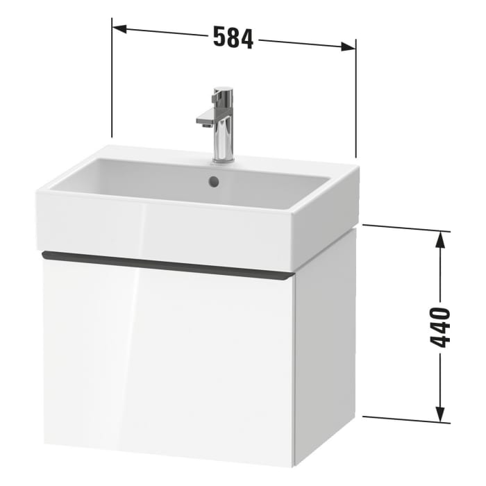 Duravit D-Neo Waschtischunterbau 58,4 x 44 cm, 1 Auszug, Griff gold poliert
