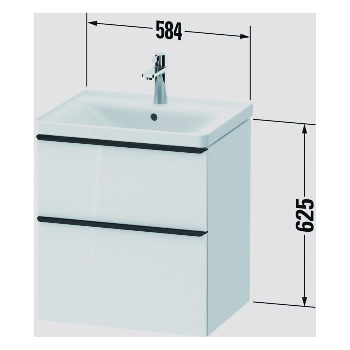 Duravit D-Neo Waschtischunterbau 58,4 x 62,5 cm, 2 Auszüge, Griff bronze gebürstet