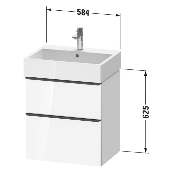 Duravit D-Neo Waschtischunterbau 58,4 x 62,5 cm, 2 Auszüge, Griff bronze gebürstet
