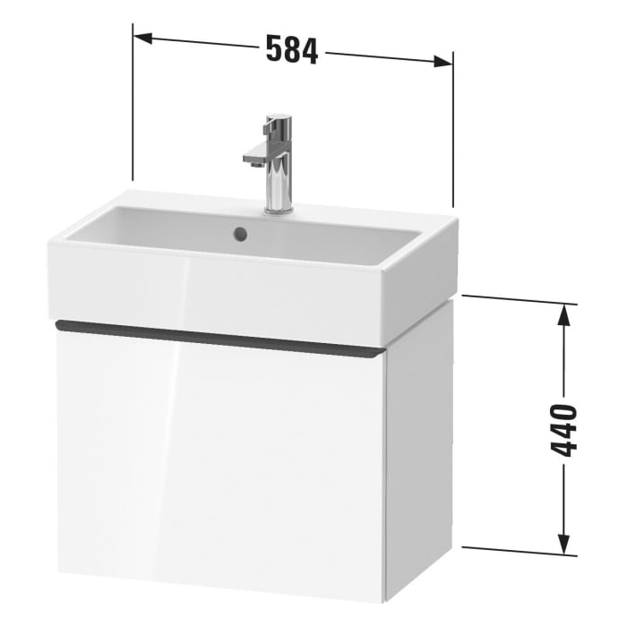 Duravit D-Neo Waschtischunterbau Compact 58,4 x 44 cm, 1 Auszug, Griff diamantschwarz