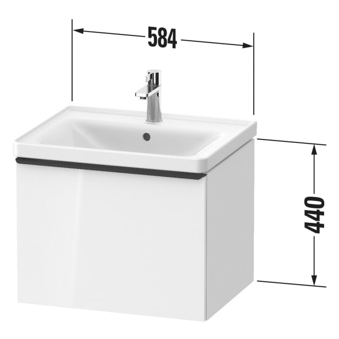 Duravit D-Neo Waschtischunterbau 58,4 x 44 cm, 1 Auszug, Griff chrom