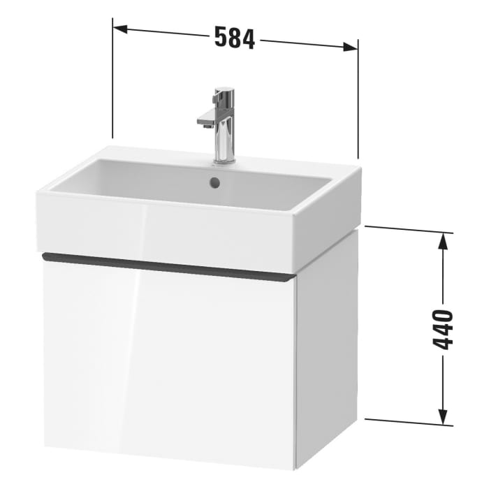Duravit D-Neo Waschtischunterbau 58,4 x 44 cm, 1 Auszug, Griff diamantschwarz
