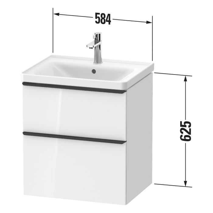 Duravit D-Neo Waschtischunterbau 58,4 x 62,5 cm, 2 Auszüge, Griff bronze gebürstet