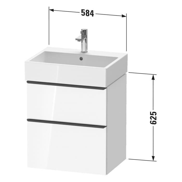 Duravit D-Neo Waschtischunterbau 58,4 x 62,5 cm, 2 Auszüge, Griff gold poliert