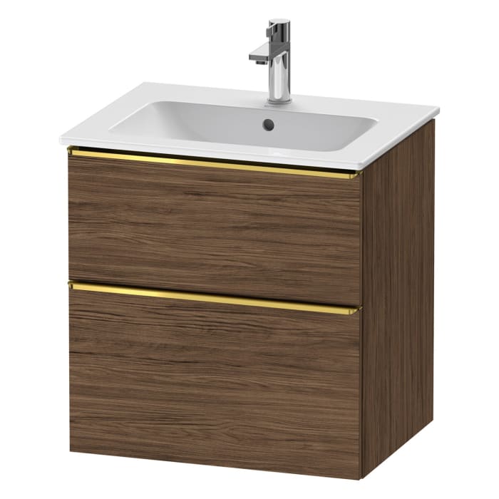 Duravit D-Neo Waschtischunterbau 61 x 62,5 cm, 2 Auszüge, Griff gold poliert