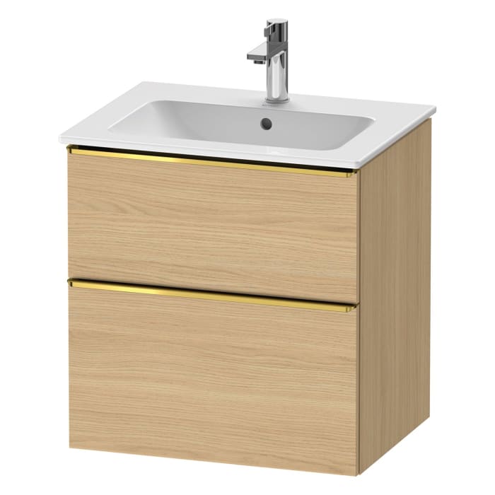 Duravit D-Neo Waschtischunterbau 61 x 62,5 cm, 2 Auszüge, Griff gold poliert