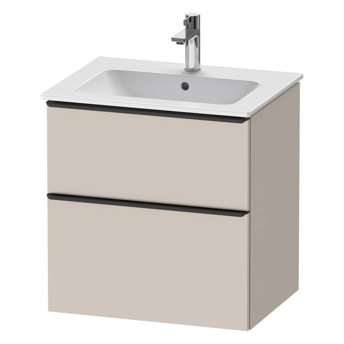 Duravit D-Neo Waschtischunterbau 61 x 62,5 cm, 2 Auszüge, Griff diamantschwarz