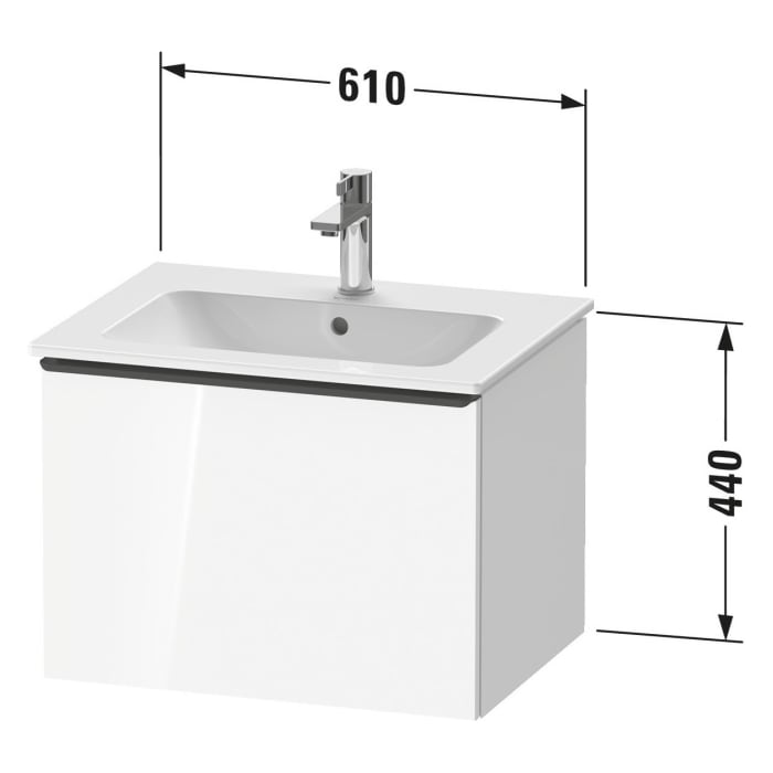 Duravit D-Neo Waschtischunterbau 61 x 44 cm, 1 Auszug, Griff gold poliert