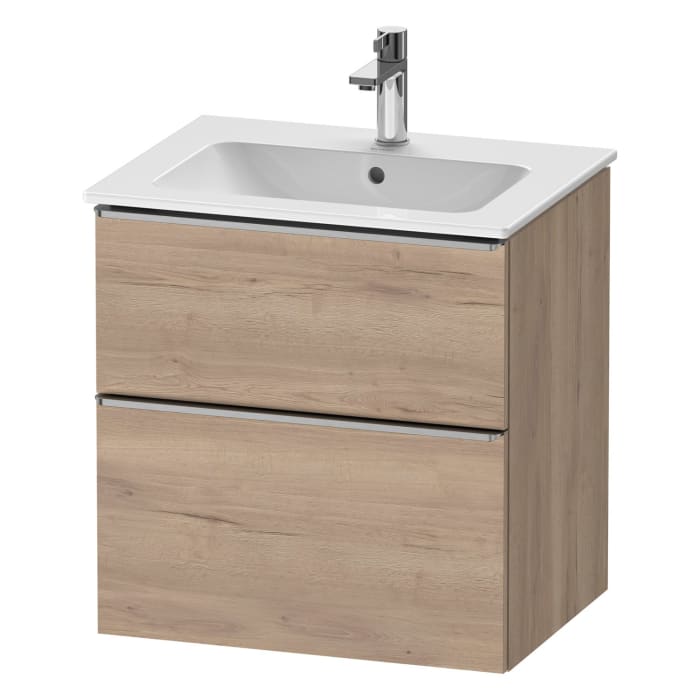 Duravit D-Neo Waschtischunterbau 61 x 62,5 cm, 2 Auszüge, Griff edelstahl gebürstet