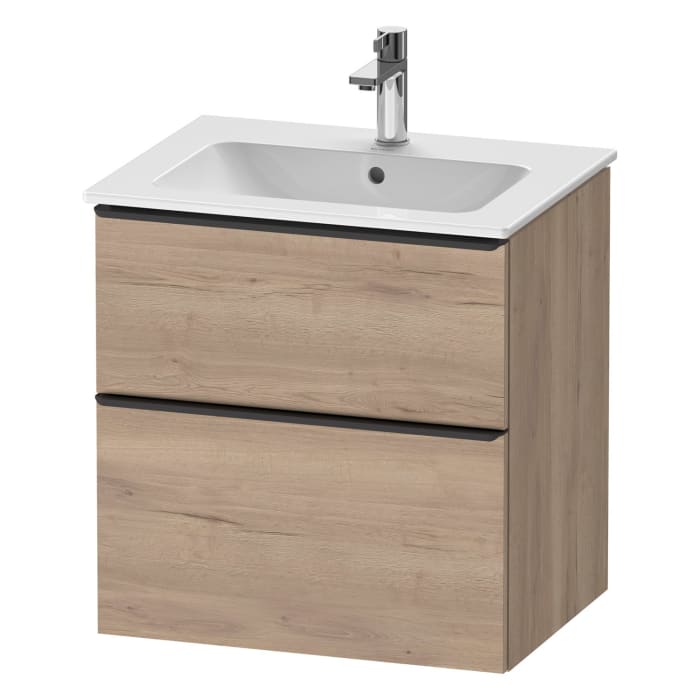 Duravit D-Neo Waschtischunterbau 61 x 62,5 cm, 2 Auszüge, Griff diamantschwarz