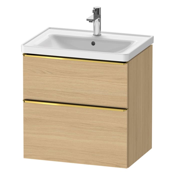 Duravit D-Neo Waschtischunterbau 63,4 x 62,5 cm, 2 Auszüge, Griff gold poliert