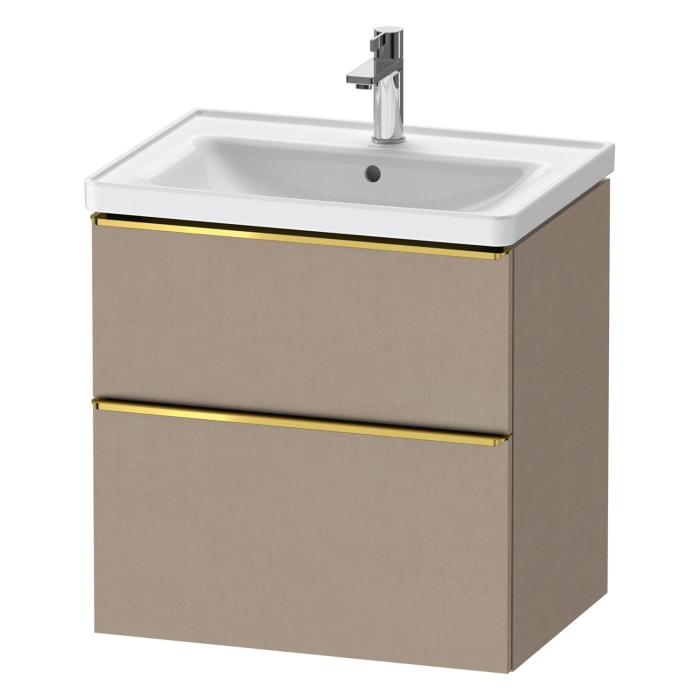 Duravit D-Neo Waschtischunterbau 63,4 x 62,5 cm, 2 Auszüge, Griff gold poliert