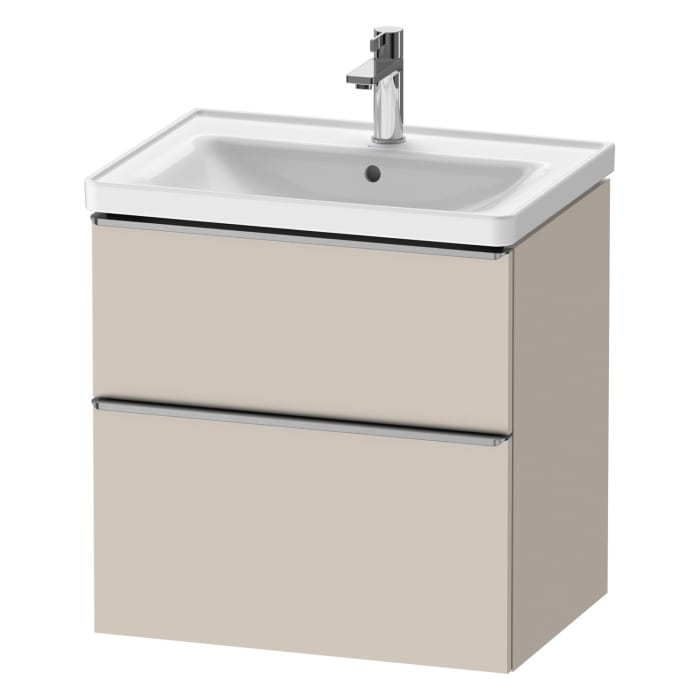 Duravit D-Neo Waschtischunterbau 63,4 x 62,5 cm, 2 Auszüge, Griff edelstahl gebürstet
