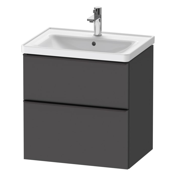 Duravit D-Neo Waschtischunterbau 63,4 x 62,5 cm, 2 Auszüge, Griff diamantschwarz