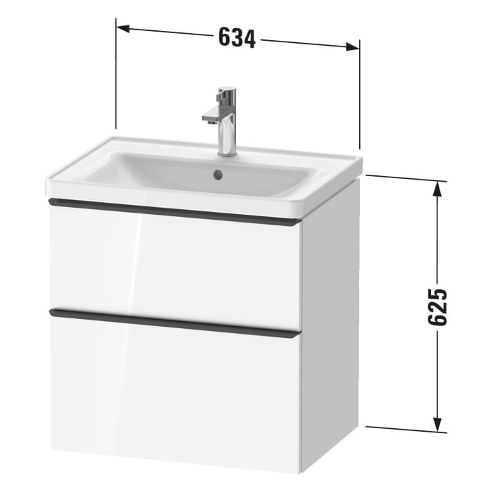 Duravit D-Neo Waschtischunterbau 63,4 x 62,5 cm, 2 Auszüge, Griff edelstahl gebürstet