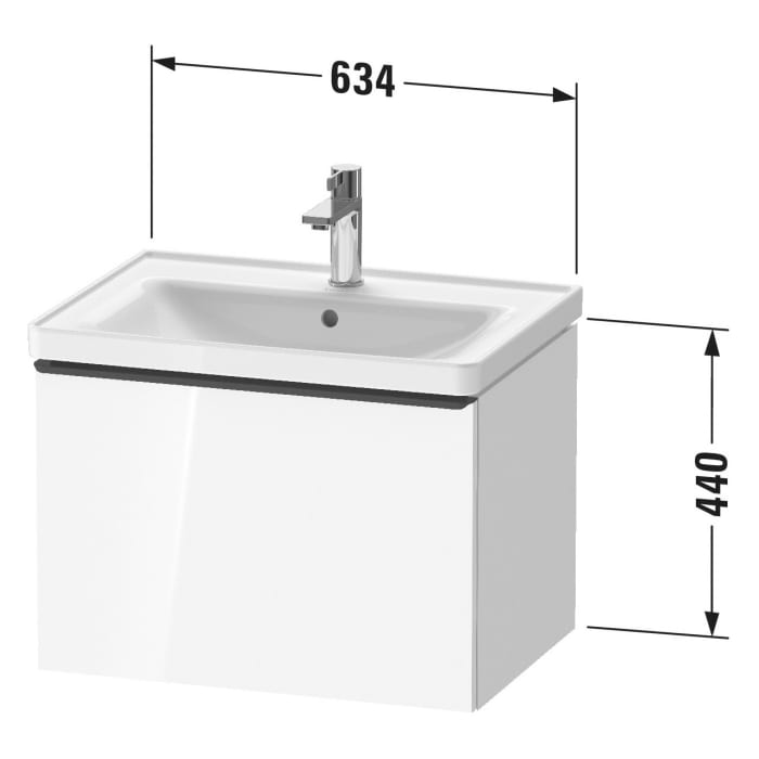 Duravit D-Neo Waschtischunterbau 63,4 x 44 cm, 1 Auszug, Griff bronze gebürstet