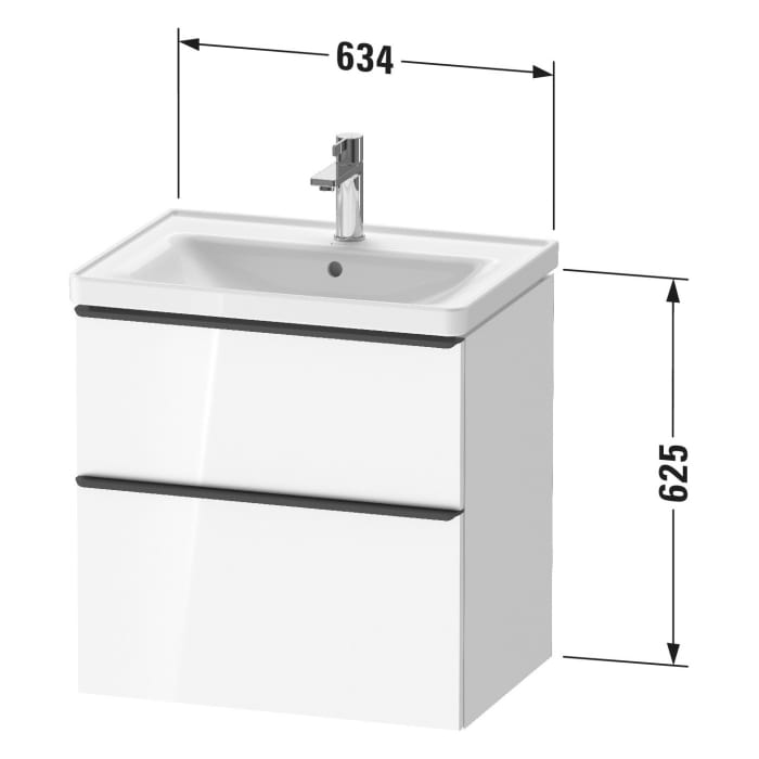 Duravit D-Neo Waschtischunterbau 63,4 x 62,5 cm, 2 Auszüge, Griff bronze gebürstet