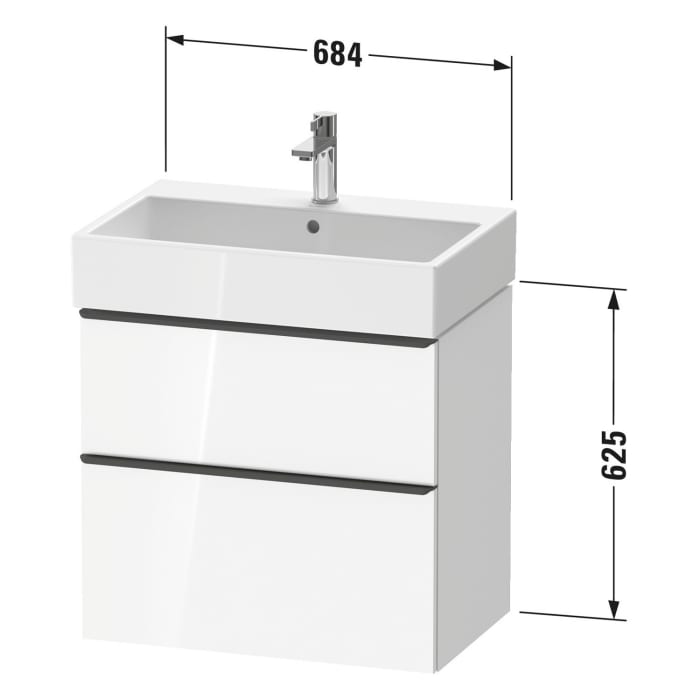 Duravit D-Neo Waschtischunterbau 68,4 x 62,5 cm, 2 Auszüge, Griff edelstahl gebürstet