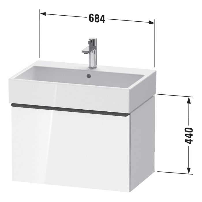 Duravit D-Neo Waschtischunterbau 68,4 x 44 cm, 1 Auszug, Griff edelstahl gebürstet