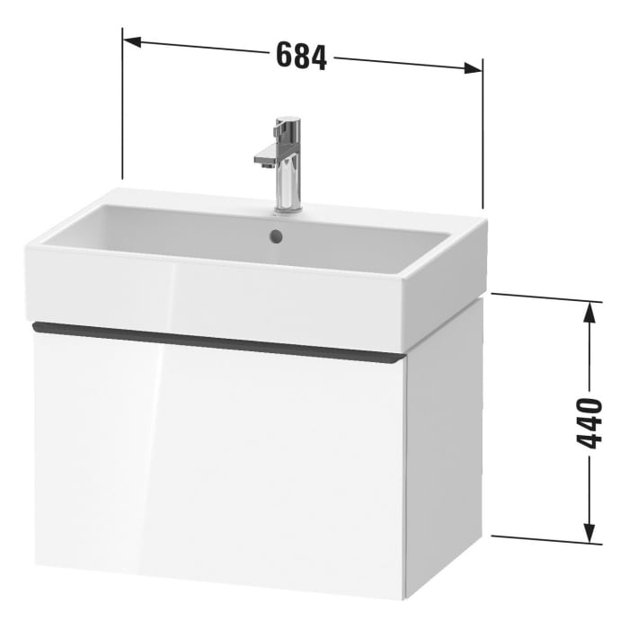 Duravit D-Neo Waschtischunterbau 68,4 x 44 cm, 1 Auszug, Griff chrom