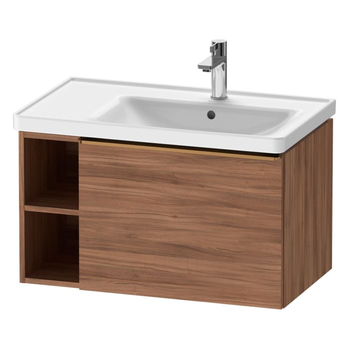 Duravit D-Neo Waschtischunterbau 78,4 x 44 cm, 1 Auszug und links offene Fächer, Griff bronze gebürstet