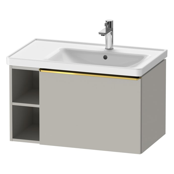 Duravit D-Neo Waschtischunterbau 78,4 x 44 cm, 1 Auszug und links offene Fächer, Griff gold poliert