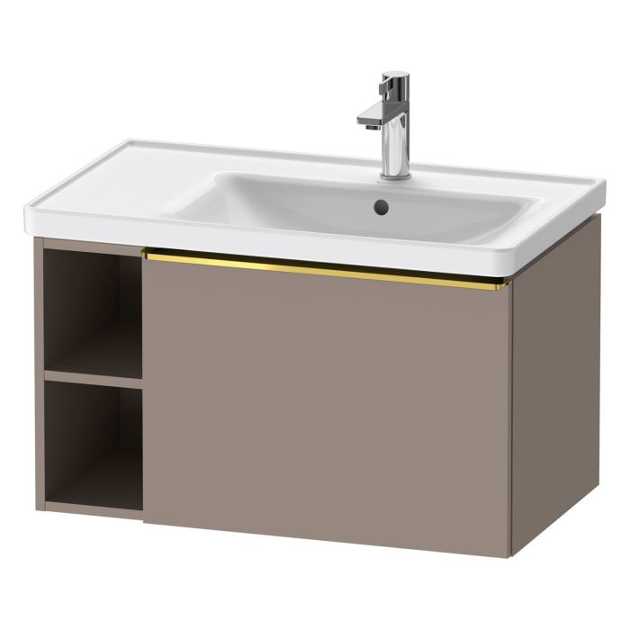Duravit D-Neo Waschtischunterbau 78,4 x 44 cm, 1 Auszug und links offene Fächer, Griff gold poliert
