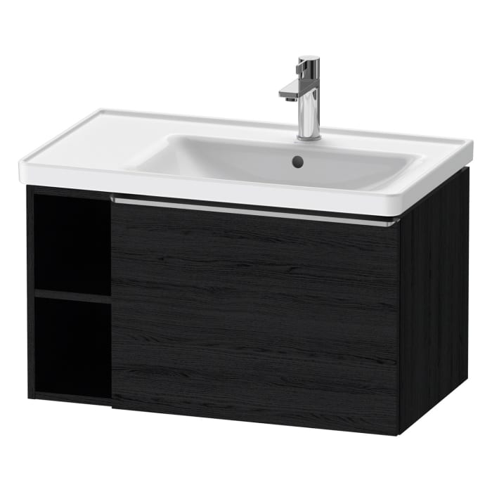 Duravit D-Neo Waschtischunterbau 78,4 x 44 cm, 1 Auszug und links offene Fächer, Griff edelstahl gebürstet