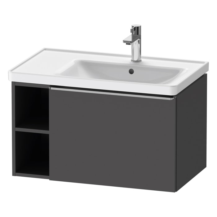 Duravit D-Neo Waschtischunterbau 78,4 x 44 cm, 1 Auszug und links offene Fächer, Griff edelstahl gebürstet