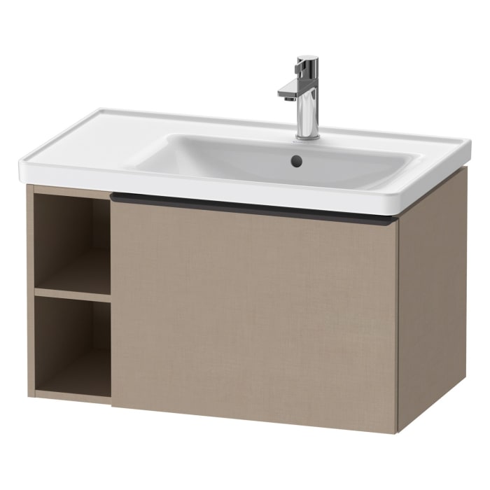 Duravit D-Neo Waschtischunterbau 78,4 x 44 cm, 1 Auszug und links offene Fächer, Griff diamantschwarz