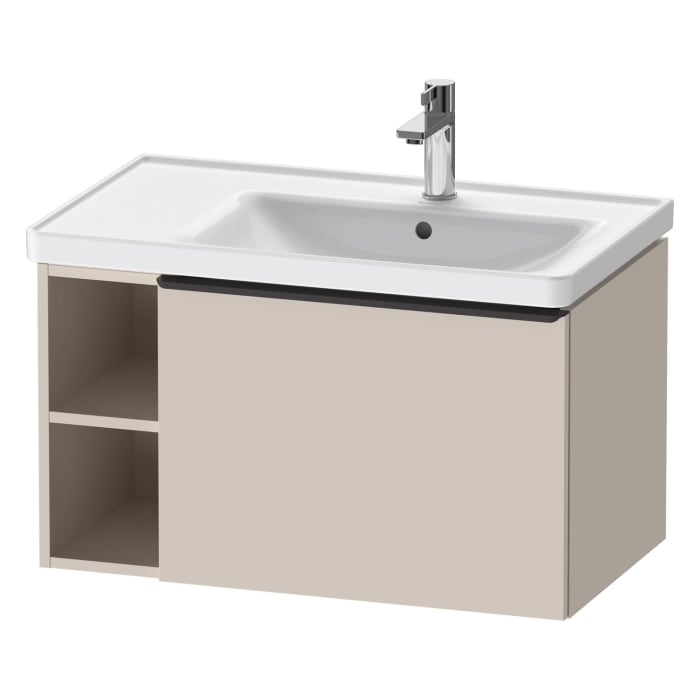 Duravit D-Neo Waschtischunterbau 78,4 x 44 cm, 1 Auszug und links offene Fächer, Griff diamantschwarz