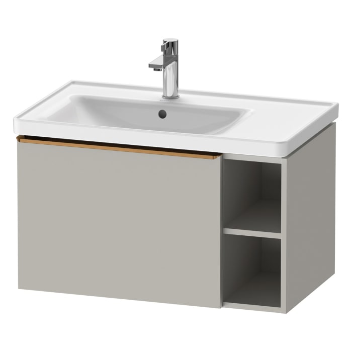 Duravit D-Neo Waschtischunterbau 78,4 x 44 cm, 1 Auszug und rechts offene Fächer, Griff bronze gebürstet