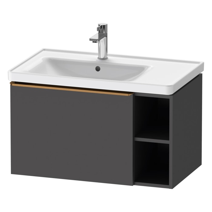 Duravit D-Neo Waschtischunterbau 78,4 x 44 cm, 1 Auszug und rechts offene Fächer, Griff bronze gebürstet