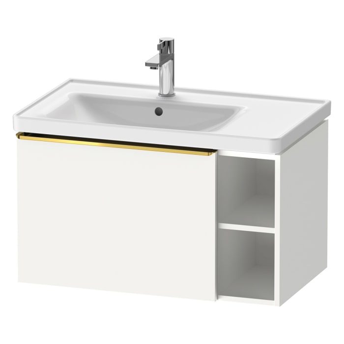 Duravit D-Neo Waschtischunterbau 78,4 x 44 cm, 1 Auszug und rechts offene Fächer, Griff gold poliert