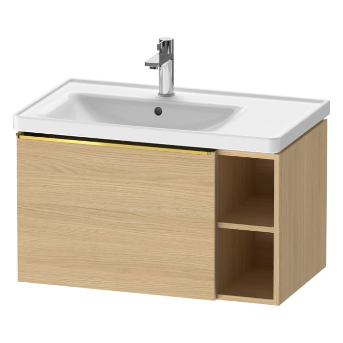 Duravit D-Neo Waschtischunterbau 78,4 x 44 cm, 1 Auszug und rechts offene Fächer, Griff gold poliert